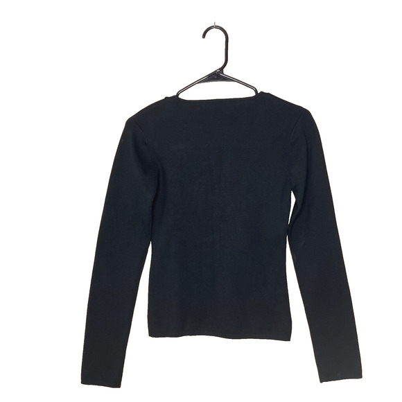 Y2K Women’s Fitted Black Sweater Top M Rosette Whimsigoth Grunge Witchy NWOT - Picture 2 of 5